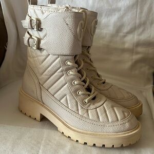 GUESS L.A. Brand Combat Boots  G Logo,Side zip & Buckle strap size 8M